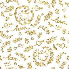 Vector seamless pattern with gold glitter