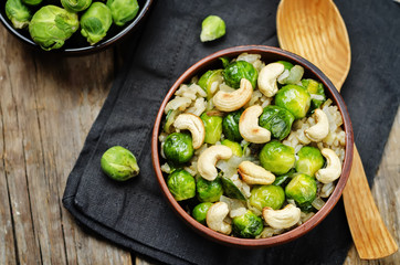 Brussels sprouts cashew brown rice