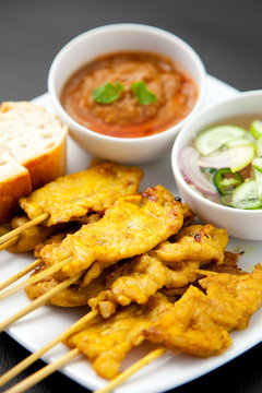 Grilled Pork Satay with Peanut Sauce and Vinegar