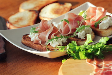 sandwich with ricotta, prosciutto