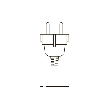 Vector illustration of thin line plug icon on white background