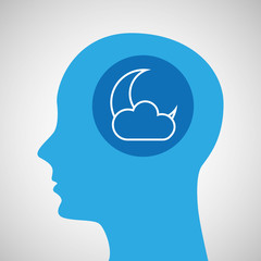 symbol weather icon. silhouette head and cloud moon vector illustration eps 10