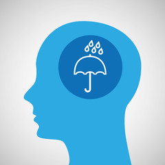 symbol weather icon. silhouette head and umbrella rain vector illustration eps 10