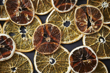Fototapeta na wymiar Dried orange and grapefruit slices 