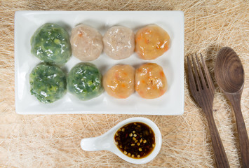 Steamed Dumpling stuffed with Garlic Chives and Taro and bamboo