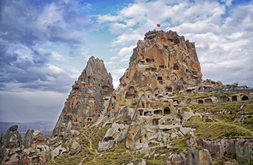 Uchisar castle  in Cappadocia, Central Anatolia,Turkey