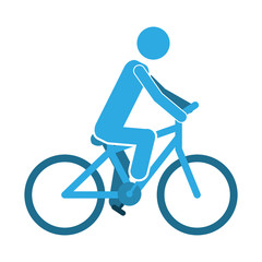 man riding a bicycle vehicle icon over white background. vector illustration
