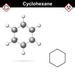 Cyclohexane chemical formula and molecular structure