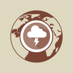 weather forecast globe lightning cloud with shadow icon graphic vector ilustration eps 10