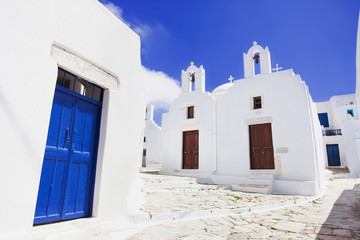 Traditional greek street in Amorgos island, Greece