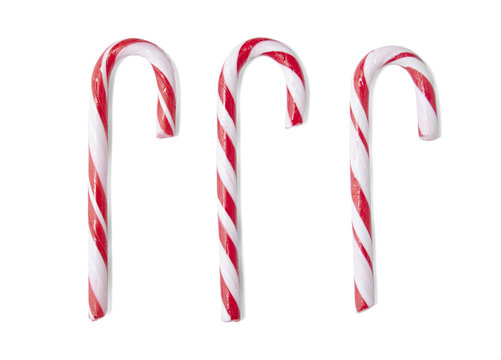 Red stripe candy canes isolated on a white background