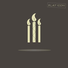 Light candles on black, flat icon vector illustration