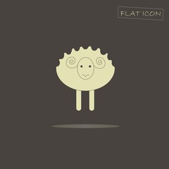 Light sheep on black, flat icon vector illustration