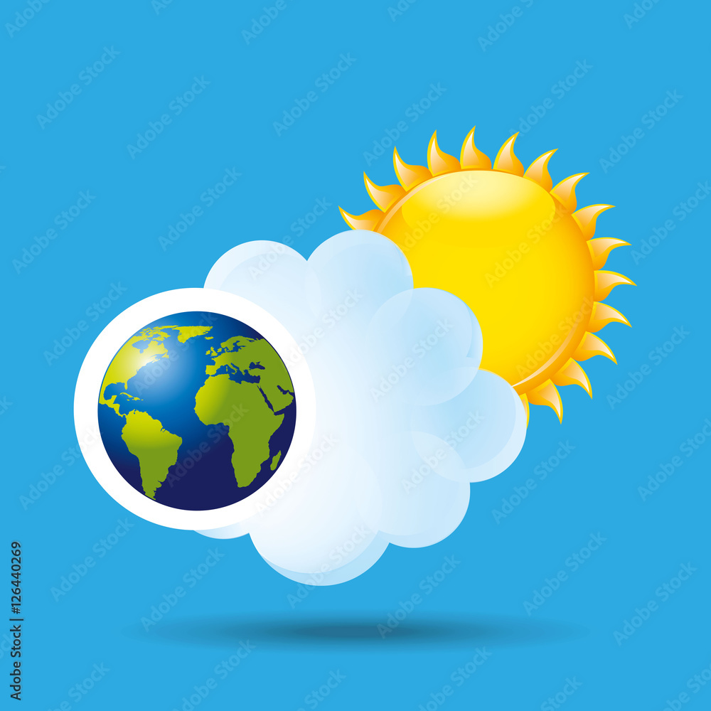 Wall mural globe earth weather meteorology cloud ans sun vector illustration eps 10