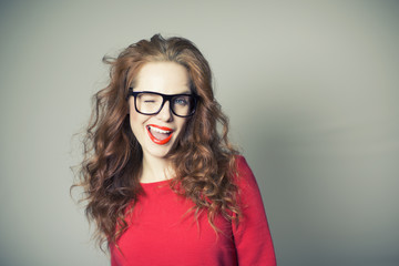 red hair beauty with glasses