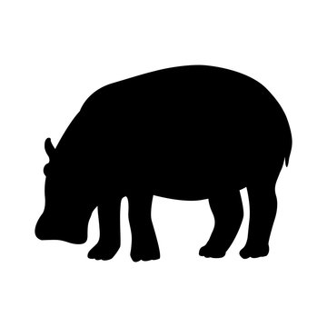 hippopotamus a black silhouette vector illustration