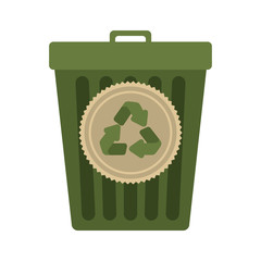 trash can with recycle arrows sign over white background. vector illustration