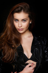 Fototapeta premium Beautiful young female brunette