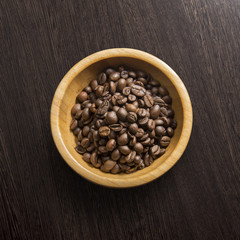 coffee attributes on a wooden background