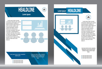 Flyer design, Brochure template blue color abstract vector backg