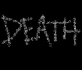 Smoky hand-drawn word Death.