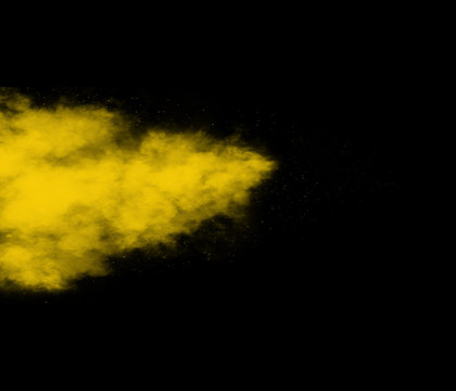Abstract yellow smoke background. Graphic design. Freeze motion.