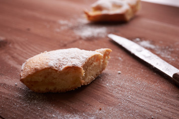 piece of apple pie on the table