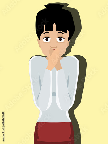 "strongly surprised person, vector cartoon portrait" Stockfotos und