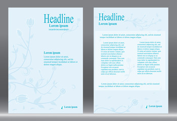 Flyer design, Brochure template abstract vector blue background.