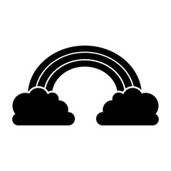 silhouette of rainbow and clouds icon over white background. vector illustration