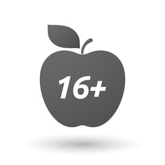 Isolated apple fruit with    the text 16+