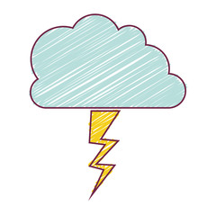 thunderbolts and cloud icon over white background. storm weather. vector illustration