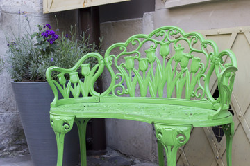 vintage bench on the street