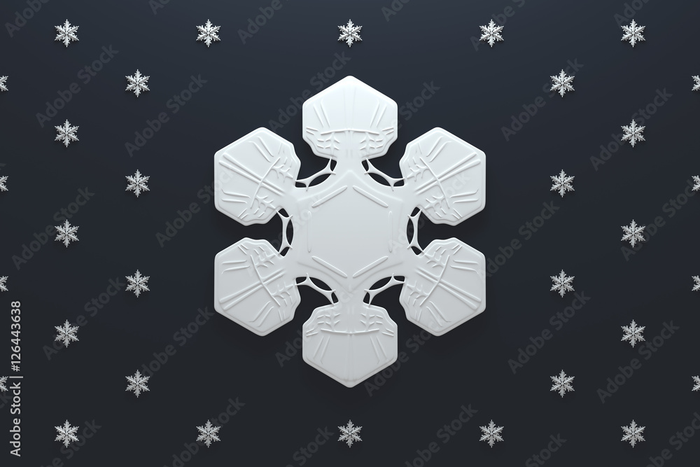 Poster 3d rendering abstract background with snowflakes. christmas or xmas background illustation. winter h