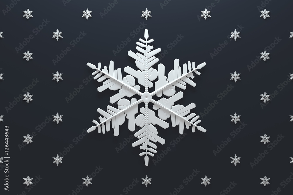 Poster 3d rendering abstract background with snowflakes. christmas or xmas background illustation. winter h
