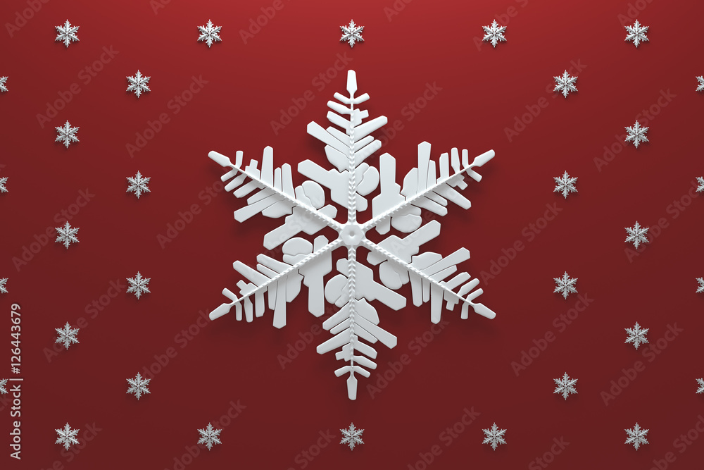 Poster 3d rendering abstract background with snowflakes. christmas or xmas background illustation. winter h