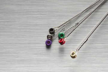 Guitar strings on metal background