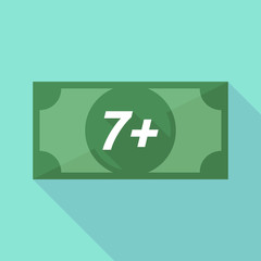 Obraz premium Long shadow bank note with the text 7+