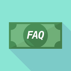Fototapeta na wymiar Long shadow bank note with the text FAQ