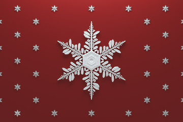 3d rendering abstract background with snowflakes. Christmas or xmas background illustation. Winter holiday theme. High detailed snowflake.