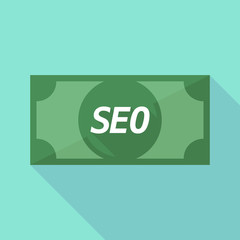 Long shadow bank note with    the text SEO