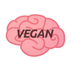 Isolated brain icon with    the text VEGAN