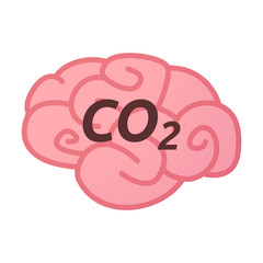 Isolated brain icon with    the text CO2