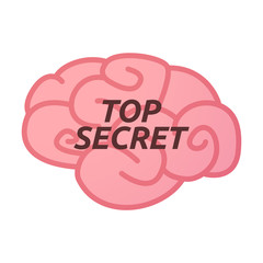 Isolated brain icon with    the text TOP SECRET