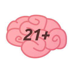 Isolated brain icon with    the text 21+