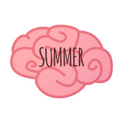 Isolated brain icon with    the text SUMMER