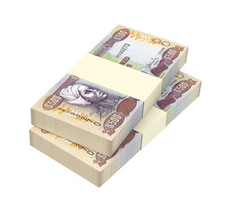 Jamaican dollar bills isolated on white background. 3D illustration.