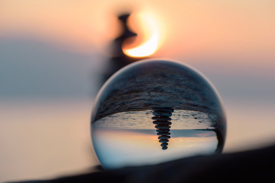 Crystal ball in evening