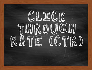 CLICK THROUGH RATE CTR handwritten text on black chalkboard