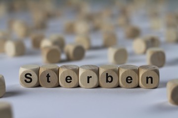 Sterben - Holzwürfel mit Buchstaben